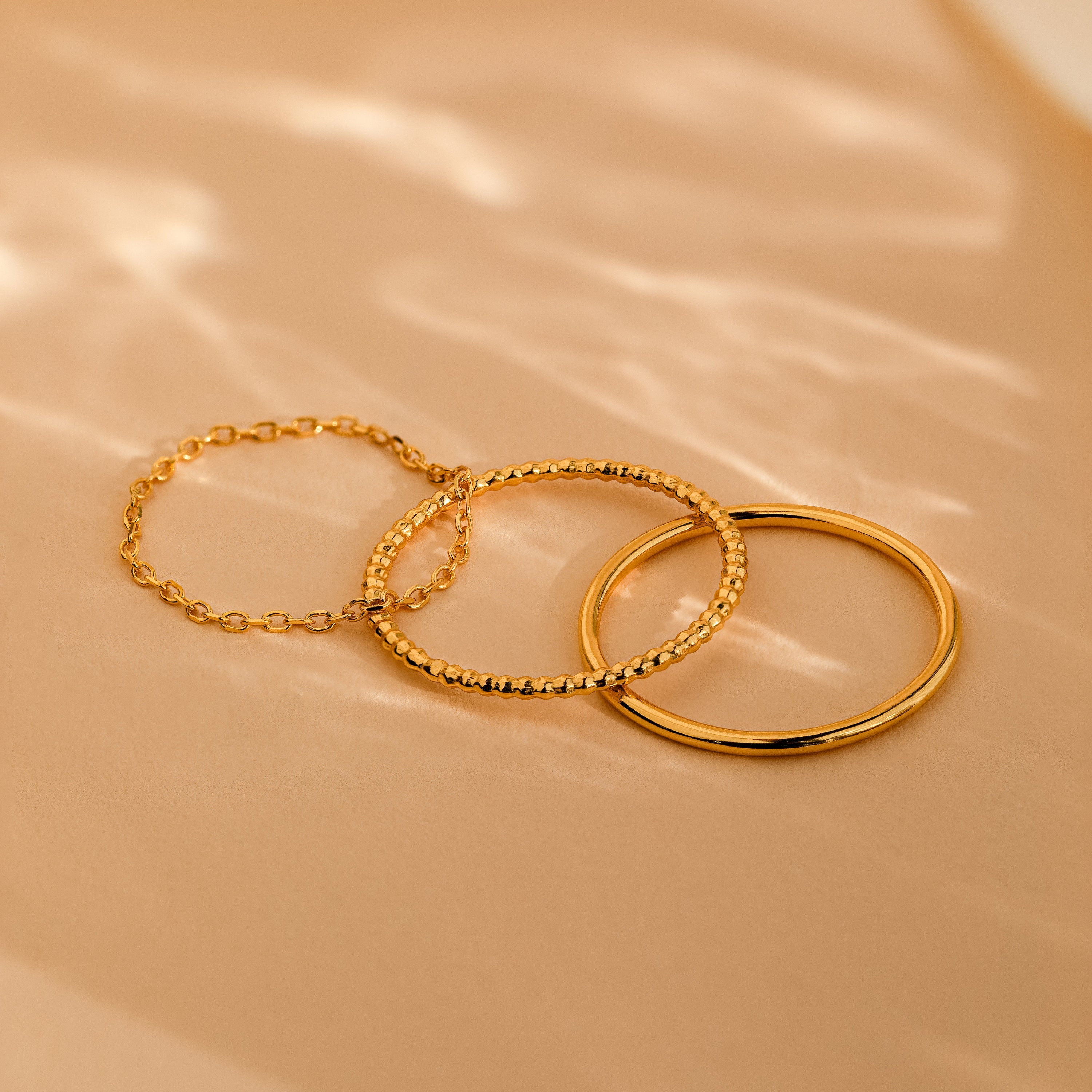 Versatile Elegance: The Textured Stacking Ring Set